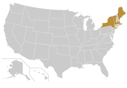 Location of teams in Eastern Collegiate Football Conference