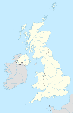 Mapa konturowa Wielkiej Brytanii, blisko centrum po prawej na dole znajduje się punkt z opisem „Royal Northern College of Music”