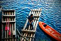 Dúas balsas e un kayak en Lagos de Montebello en Chiapas, Mexico.