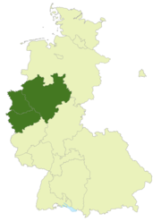 Localisation de la 2. Oberliga ouest (en vert)