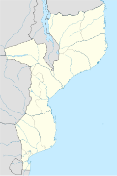 Mapa konturowa Mozambiku, u góry znajduje się punkt z opisem „źródło”, natomiast w centrum znajduje się punkt z opisem „ujście”