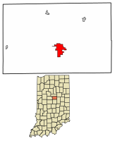 Location of Tipton in Tipton County, Indiana.