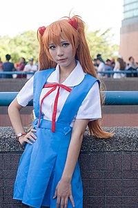 A fan cosplaying as Asuka