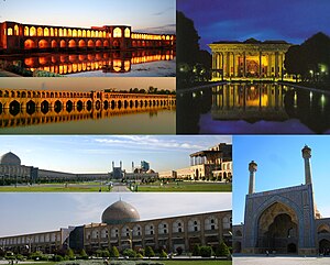 Montaj cu diverse puncte de atracție din Isfahan