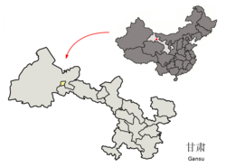 甘粛省中の嘉峪関市の位置