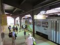 Light RailLink train at station.