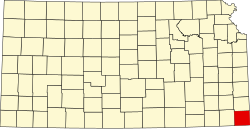 map of Kansas highlighting Cherokee County