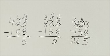 Standard subtraction algorithm. Regrouping and ungrouping.