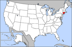 Harta Statelor Unite cu statul Connecticut indicat