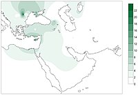 Distribuzione odierna degli aplotipi degli agricoltori del neolitico preceramico