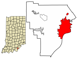Location of New Albany in Floyd County, Indiana.
