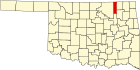 Harta statului Oklahoma indicând comitatul Washington