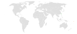 Map indicating locations of Taiwan and Tuvalu