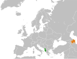 Map indicating locations of Albania and Azerbaijan