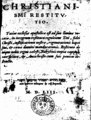 Christianisimi restitutio de Miguel Servet (1553), en cuyo Libro V se describe por primera vez la circulación pulmonar.