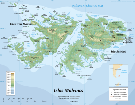 Mapa con topónimos en español.