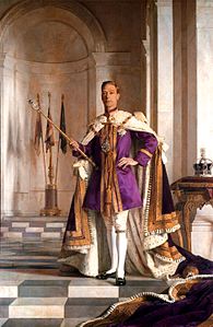 George VI (1895–1952) wore purple in his official portrait.