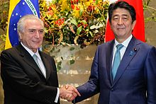 Brazilian president Michel Temer and Japanese prime minister Shinzo Abe