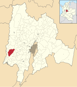 Location of the municipality and town inside Cundinamarca Department of Colombia