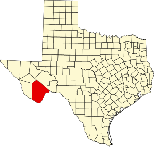 Map of Texas highlighting Brewster County