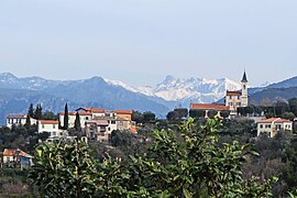 A view of the church of Colomars, from the road to Nice