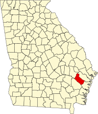 Locatie van Long County in Georgia