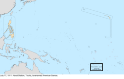 Map of the change to the United States in the Pacific Ocean on July 17, 1911