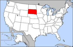 Harta Statelor Unite cu statul Dakota de Sud indicat