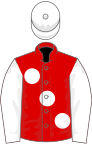 Red, large white spots, sleeves and cap