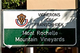 Panneau indicatif des Vignerons de Franschhoek.