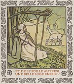 Illustration de 1903 par Lucien Pissarro pour l'édition de C'est d'Aucassin et de Nicolete.