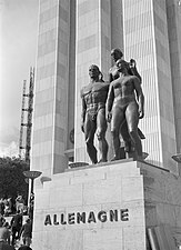 Nazi - Familie (The Family); by Josef Thorak; c.1937; probably bronze; unknown dimensions; exhibited at the 1937 Paris World Fair