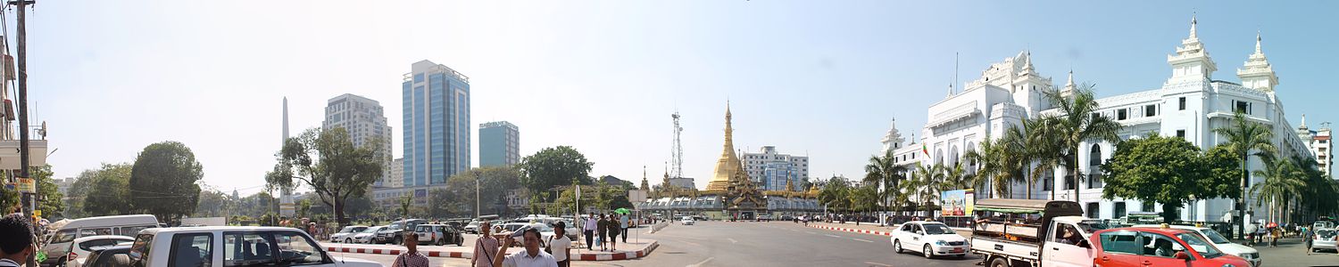 Panorama in het centrum van Yangon