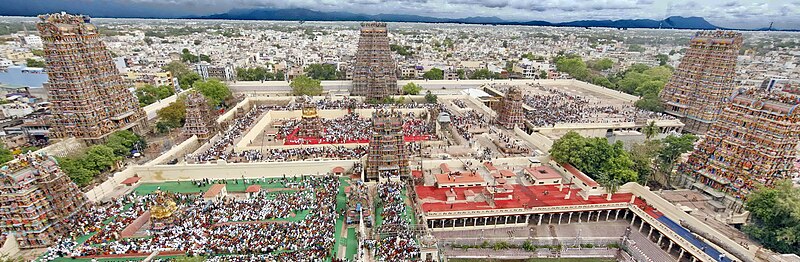 aerial image of a temple campus