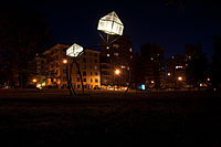 Installation by Dennis Oppenheim in the Vancouver Sculpture Biennial