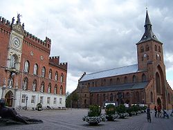 City hall and Cathedral in Odense