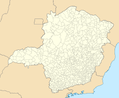 Mapa konturowa Minas Gerais, blisko centrum po prawej na dole znajduje się punkt z opisem „Estádio Mineirão”