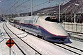 Nagano Shinkansen E2 series "J" set (Set J6) approaching Karuizawa, February 1998