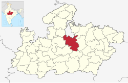 Location of Sagar district in Madhya Pradesh