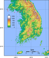 Topographic map of South Korea