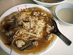 Pork and shiitake geng over rice from an eatery in Taichung