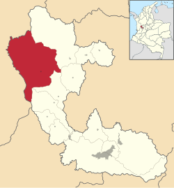 Location of the municipality and town of Pueblo Rico, Risaralda in the Risaralda Department of Colombia.