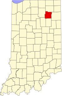 Locatie van Whitley County in Indiana