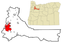 Location within Marion County and Polk County in Oregon