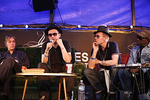 The Good, the Bad & the Queen in 2007. From left to right: Simon Tong, Damon Albarn, Paul Simonon, Tony Allen.