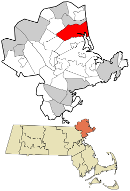 Location in Essex County and the state of Massachusetts.