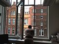 Window at James Clerk Maxwell Building overlooking the former Waterloo Children's Hospital, King's College London Waterloo Campus