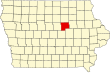 Harta statului Iowa indicând comitatul Grundy
