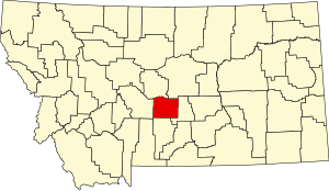 Map of Montana highlighting Wheatland County