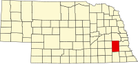 Map of Nebraska highlighting Lancaster County